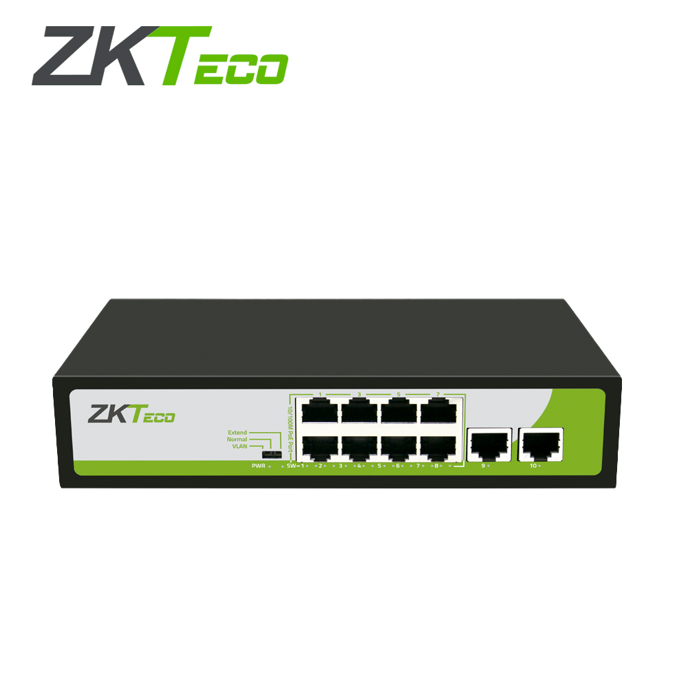 Switch ZKT ECO PE082-120-C, 8 Puertos PoE 10/100, 2 Puertos 10/100, No Administrable