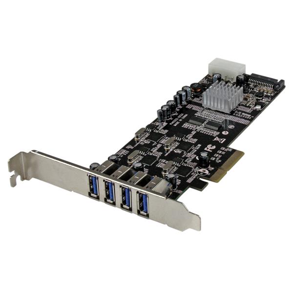 Adaptador Tarjeta PCI Express PCI-E 4 Puertos USB 3.0 UASP 2 Canales de 5Gbps con Alimentación Molex SATA.
