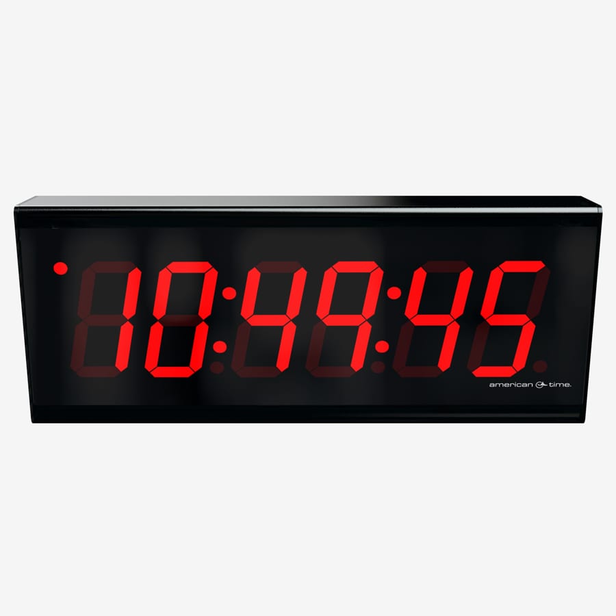 Reloj digital PoE, 4in rojo 6 dígitos una cara montaje en superficie