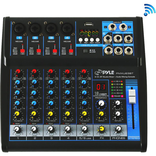 PYLE PRO PMXU63BT MEZCLADOR DE AUDIO COMPACTO DE 6 CANALES HABILITADO PARA BLUETOOTH