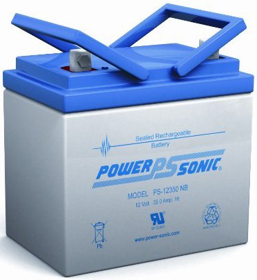 Powersonic PS-12350NB - 12 Volt/35 Amp Hour Sealed Lead Acid Battery with Nut-Bolt Connector