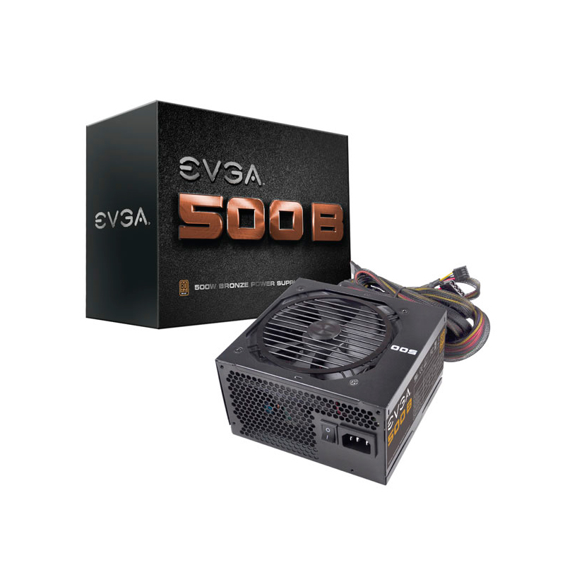 EVGA PW 100-B1-0500-KR EVGA 500 B1, 80+ BRONZE 500W 24 Pin ATX PCIE 2x 8pin (6+2) SATA x 6