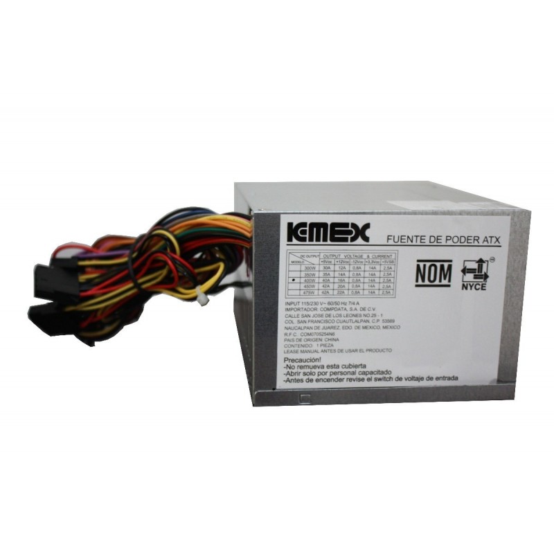 KMEX PW PX-450 FUENTE DE PODER ULTRA 450W 24 PINES 2 CONECTORES SATA, 2 CONECTORES 4 PINES (MOLEX) , 1 CONECTOR DE 12 V ATX 12V 2.31 VERSION