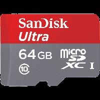 MEMORIA SANDISK 64GB MICRO SDXC ULTRA 100MB/S CLASE 10 FULL HD A1 C/ADAPTADOR PARA EQUIPOS GO PRO
