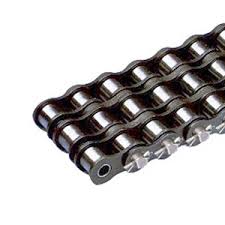 CHAIN; 100-3; COTTERED; 1-1/4" CHAIN PITCH; STANDARD; 3 STRAND; CARBON STEEL; 3/4" ROLLER DIAMETER; 3/4" ROLLER WIDTH; 0.16" PLATE THICKNESS; 0.97" PLATE HEIGHT; 3/8" PIN DIAMETER; CURVED