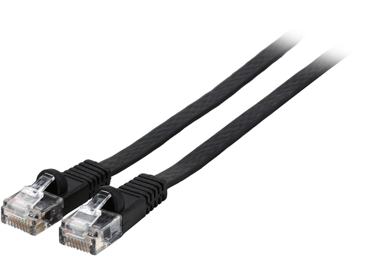 Rosewill 100 pies Cat 5E negro plano 30AWG, cable de conexión Ethernet UTP 350MHZ de cobre trenzado desnudo