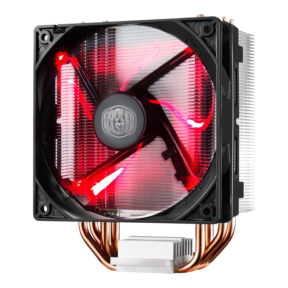 COOLER MASTER HYPER 212 LED CPU COOLER WITH PWM FAN, FOUR DIRECT CONTACT HEAT PIPES, UNIQUE BLADE DESIGN AND RED LEDs
