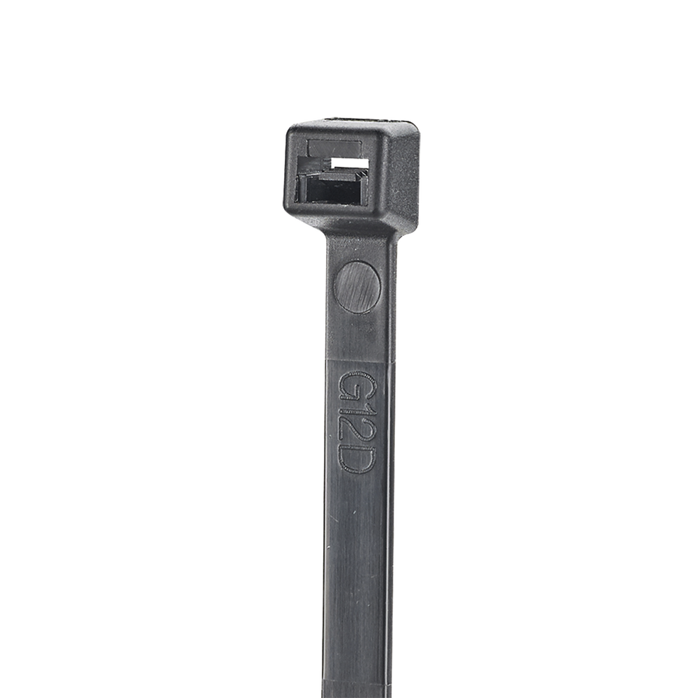 Cincho de Nylon 6.6 StrongHold™, de 300mm de largo, Color Negro, Exterior Resistente a Rayos UV, Paquete de 100pz