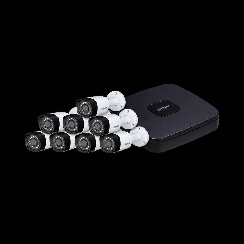 DAHUA SC HCVR4108CNS3KIT- DVR 8 CANALES TRIHIBRIDO 720P/ 8 CAMARAS METALICAS HFAW1000RM28S3/ 8 CABLES SIAMES 18 METROS/ FUENTE DE PODER