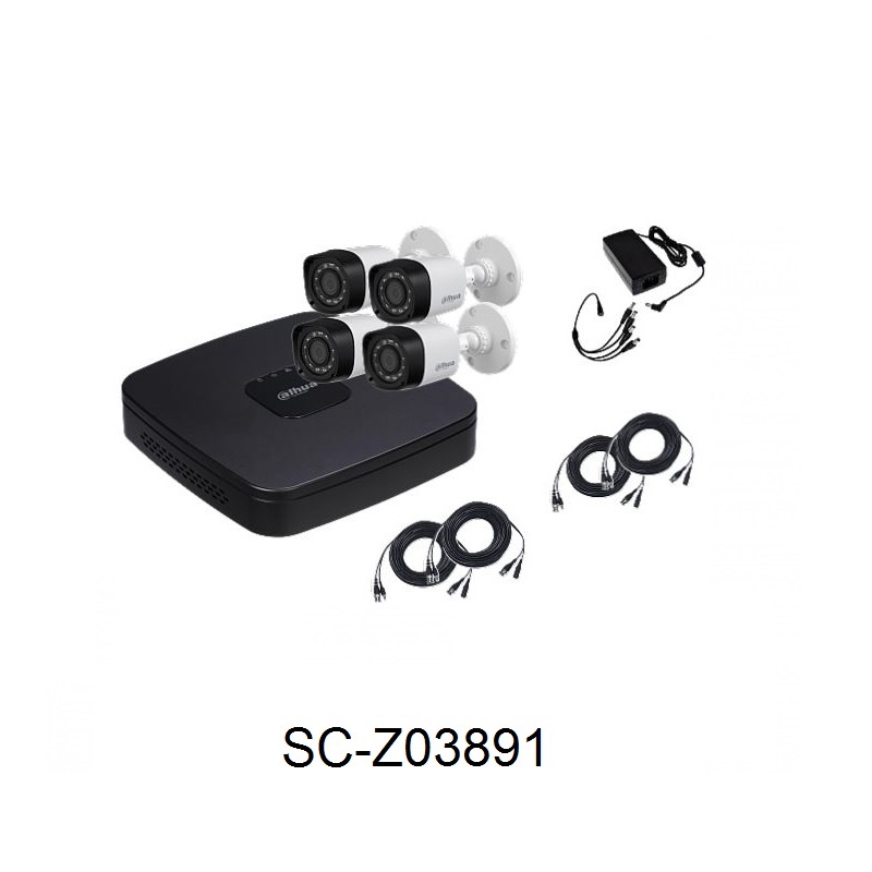 DAHUA SC HCVR4104CNS3KIT, DVR 4 CANALES TRIHIBRIDO 720, 4 CAMARAS, 4 CABLES SIAMES 18 METROS, FUENTE DE PODER SIN HDD