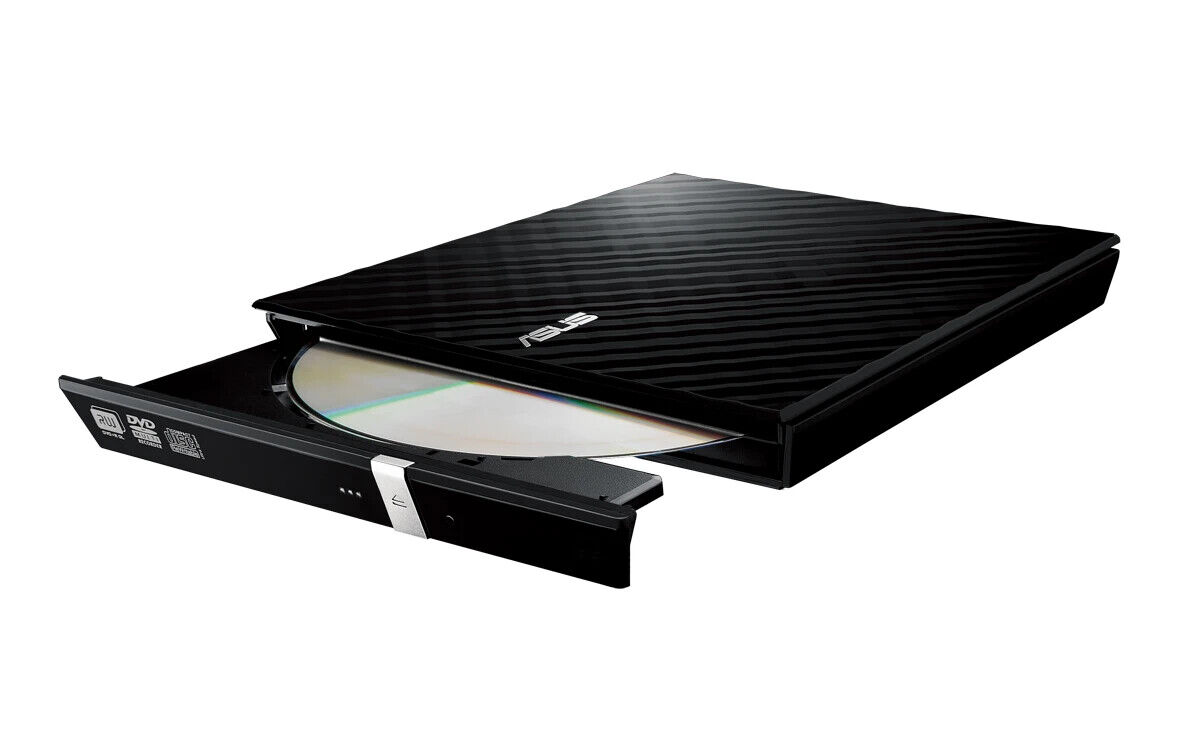 Grabadora de DVD delgada externa Asus SDRW-08D2S-U Lite con soporte de disco M para respaldo