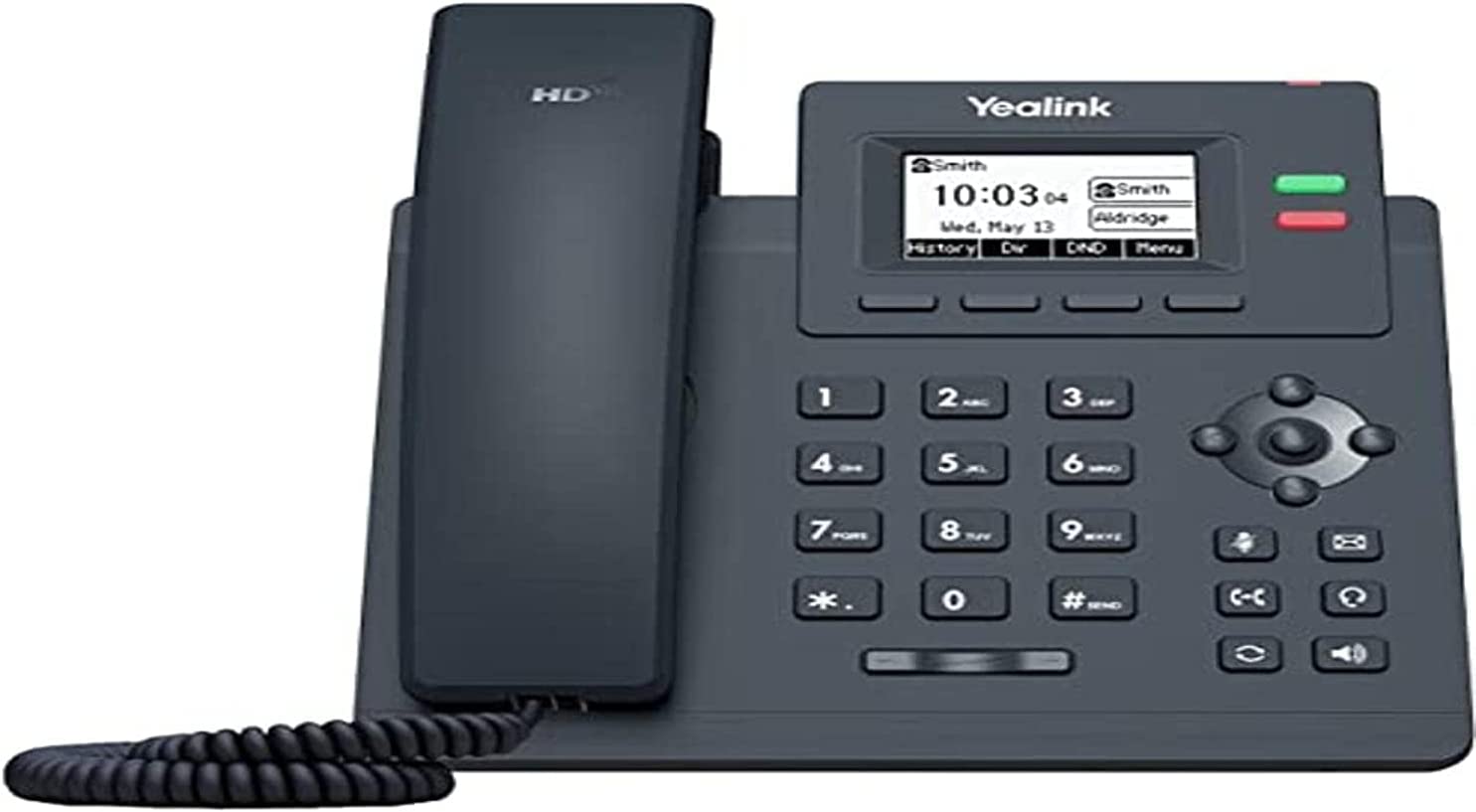 Yealink Teléfono IP T31P, 2 cuentas VoIP. Pantalla gráfica de 2.3 pulgadas. Ethernet de doble puerto 10/100, PoE 802.3af, adaptador de corriente no incluido (SIP-T31P)