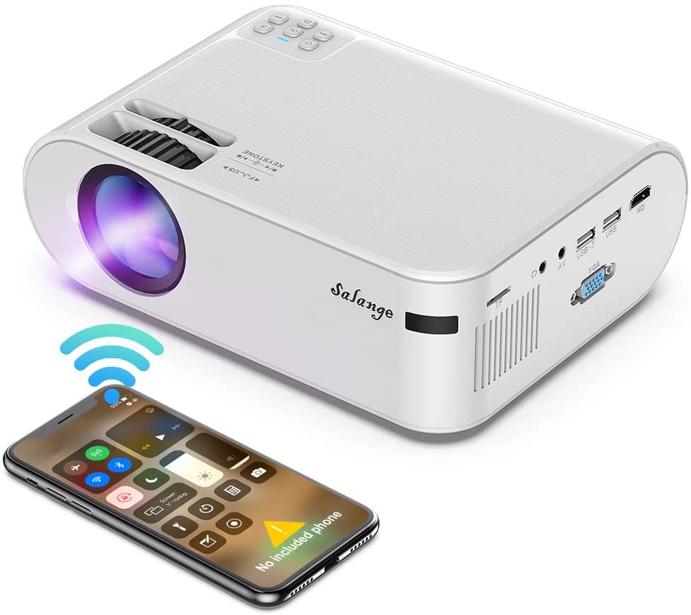 Mini proyector portátil – Salange WiFi proyector de video para películas al aire libre – Compatible con iPhone, iPad, teléfonos Android, Roku, HDMI, portátil para juegos de cine en casa en interiores