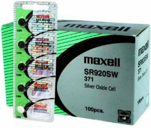 Maxell 371 SR920SW SR920 Silver Oxide Watch Batteries BOX of 100