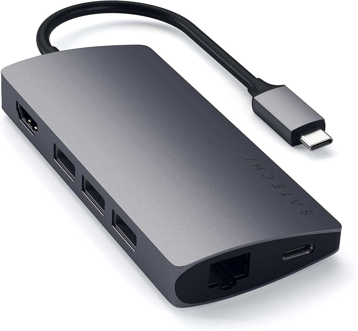 SATECHI Adaptador Multi-Puertos V2 – 4K HDMI (60Hz), 60W Carga USB C, GbE, Lectores de SD/Micro, USB 3.0 - para M2/ M1 MacBook Pro/Air, M2/ M1 iPad Pro/Air,...