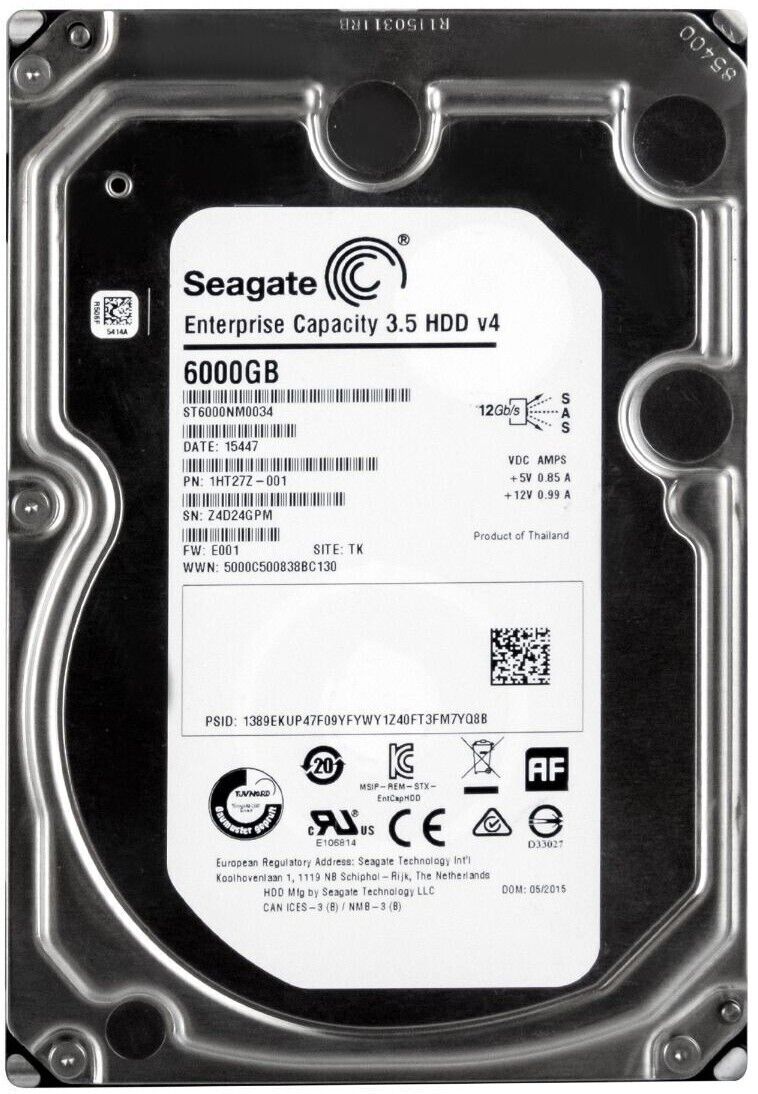 Disco duro Seagate ST6000NM0034 6 TB 7200U/min 128 MB SAS-3 12Gbps 3,5"" pulgadas