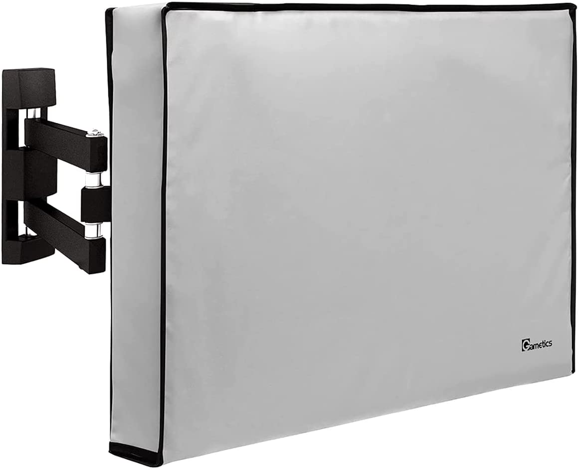 Cubierta de TV para exteriores de 22 a 24 pulgadas, protección resistente a la intemperie para televisores planos, universal para cualquier soporte y soporte, color gris