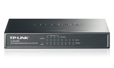 TP-LINK NP TL-SG1008P SWITCH PoE 8 GIGABIT 8 RJ45 10/100/1000 MBPS INCLUYENDO 4 PUERTOS POE CUBIERTA DE ACERO