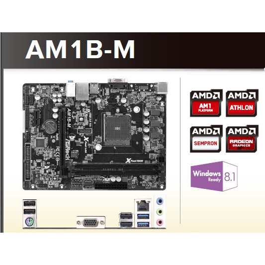 TARJETA MADRE ASROCK AM1B-M 2xDDR3 PCIE SATA3 4USB2.0 SOC AM1 MICRO AT