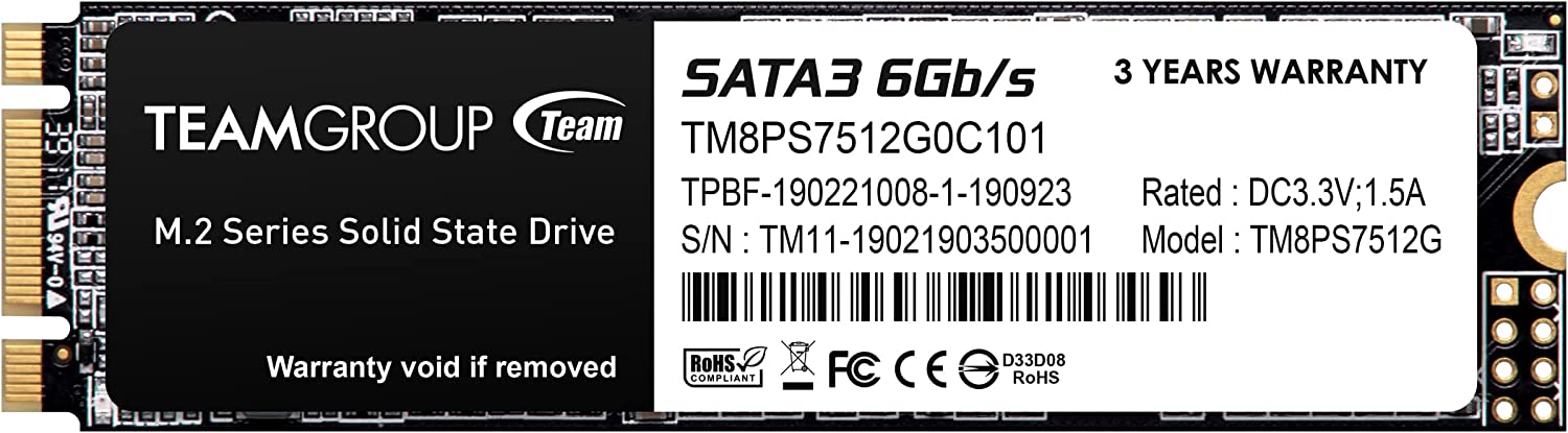 TEAMGROUP MS30 512GB con caché SLC 3D NAND TLC M.2 2280 SATA III 6Gb/s Unidad interna de estado sólido SSD