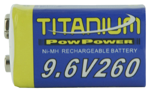 TITANIUM 9V (9.6V) 260 MAH NIMH BATERIAS RECARGABLES (TPEH-T9.6V260) -LOTE DE 10 BATERIAS-
