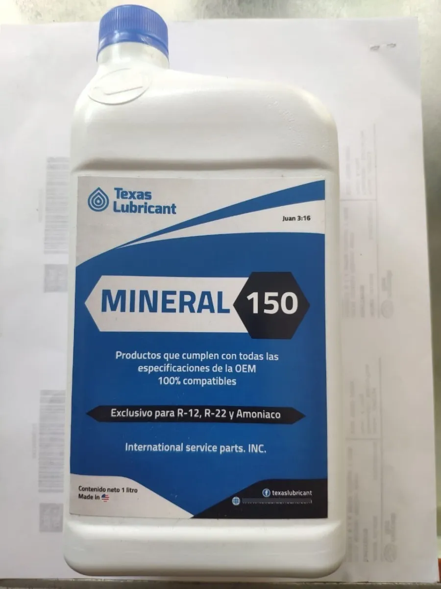 Aceite Mineral 150 Compresor Refrigerante R12, R22 Y R134a 1LT