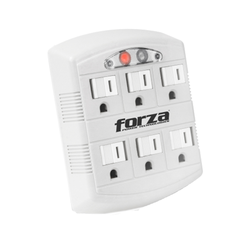 FORZA UP FWT-665 Tomacorriente mÃºltiple de 6 salidas Luz nocturna con sensor