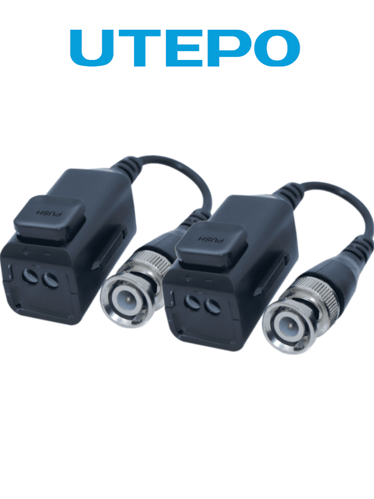 UTEPO UTP101PHD6 - Par de Transceptores Pasivos 4k (Video Baluns)/ Boton Push Superior para Facil Instalación/ Diseño de Empalmes Ordenados/ 4k Hasta 150 Metros en CVI