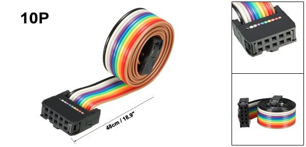 Uxcell IDC 10 Pins 48cm Long 2.54mm Rainbow Color Pitch Flexible Flat Ribbon Jumper Cable for PCB