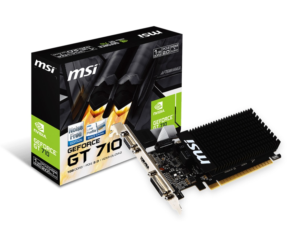 MSI VC GT 710 1GD3H LP, NVIDIA GEFORCE GT 710, PCI EXPRESS X8 2.0, DDR3 1GB, 1 DVI.D, 1 D-SUB, 1 HDMI, MAX RESOLUTION 4096 X 2160