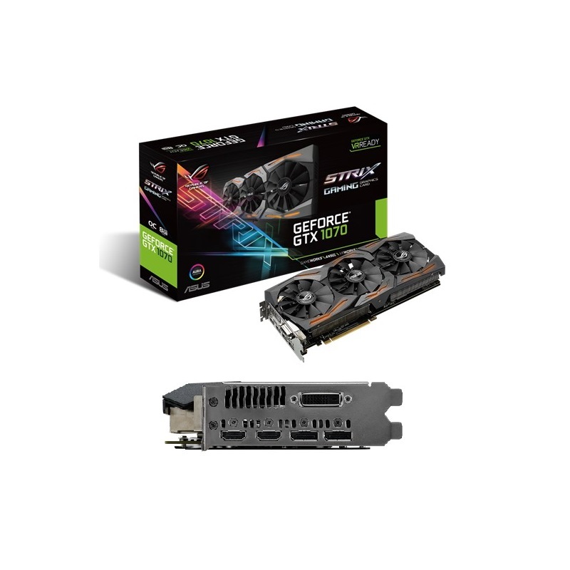 ASUS ROG GeForce GTX 1070 STRIX-GTX1070-O8G-GAMING 8GB 256-Bit GDDR5 PCI Express 3.0 HDCP Ready Video Card with RGB Lighting
