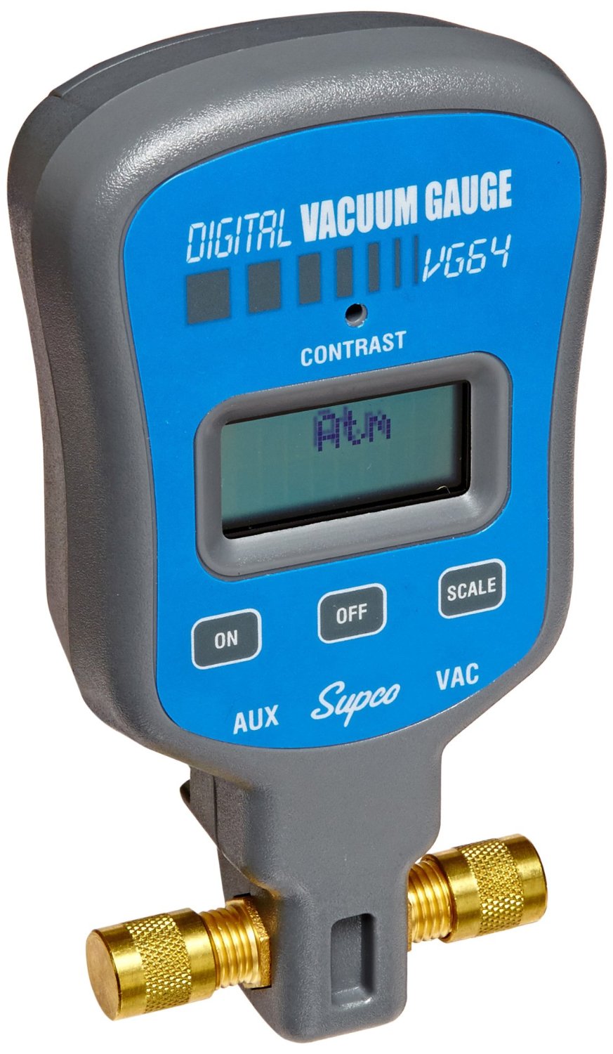 SUPCO VG64 VACUUM GAUGE, DIGITAL DISPLAY, 0-12000 MICRONS RANGE, 10% ACCURACY, 1/4inch MALE FLARE FITTING CONNECTION