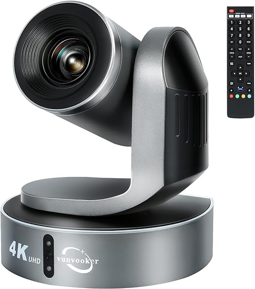 Vunvooker Cámara de sala de conferencias 4K, cámara PTZ 20X zoom digital amplio ángulo de visión con IP/USB3.0/HDMI/RS232/RS485 para transmisión en vivo, videoconferencias