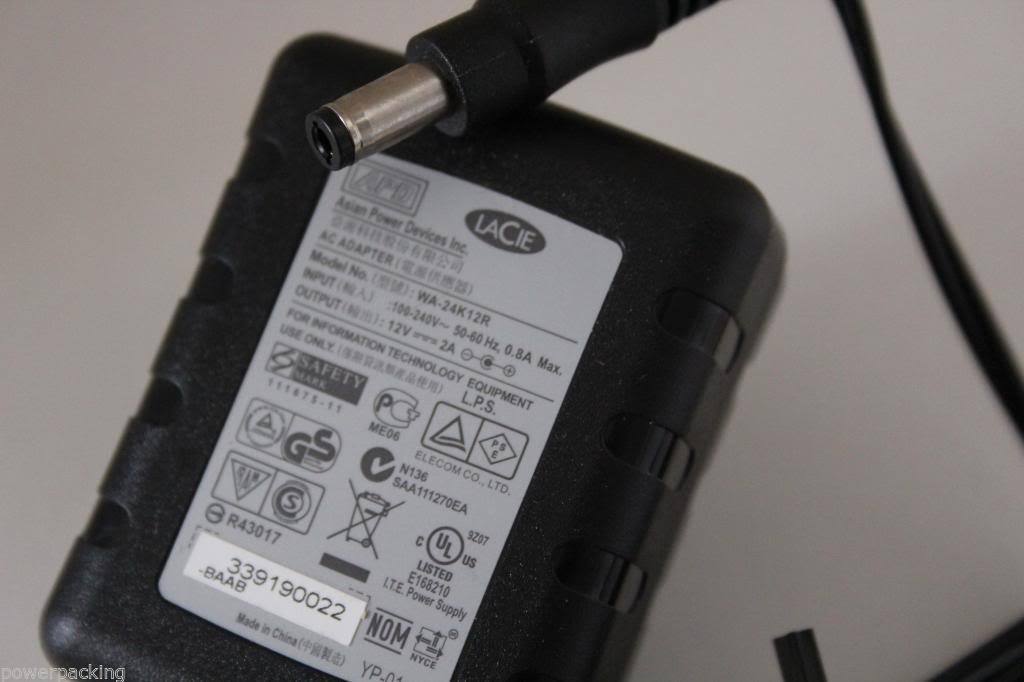 APD WA-24K12R LACIE AC ADAPTER 100/240 to 12V 2/0A