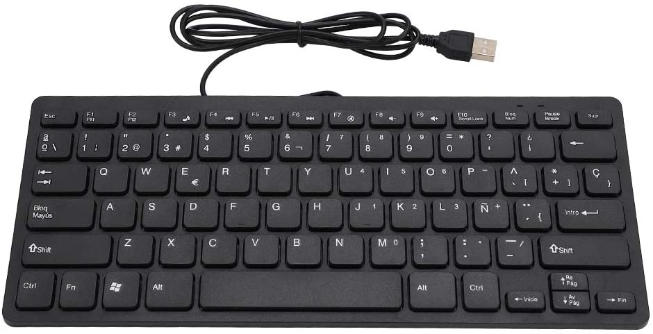 Ciglow 78 teclas Español Teclado con cable Mini teclado español portátil para computadora de escritorio ultra delgado.
