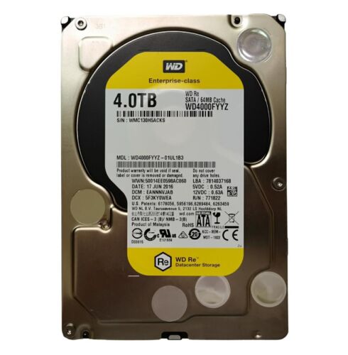 Disco duro Western Digital RE WD4000FYYZ 4 TB, interno, 7200 rpm, 3,5 pulgadas
