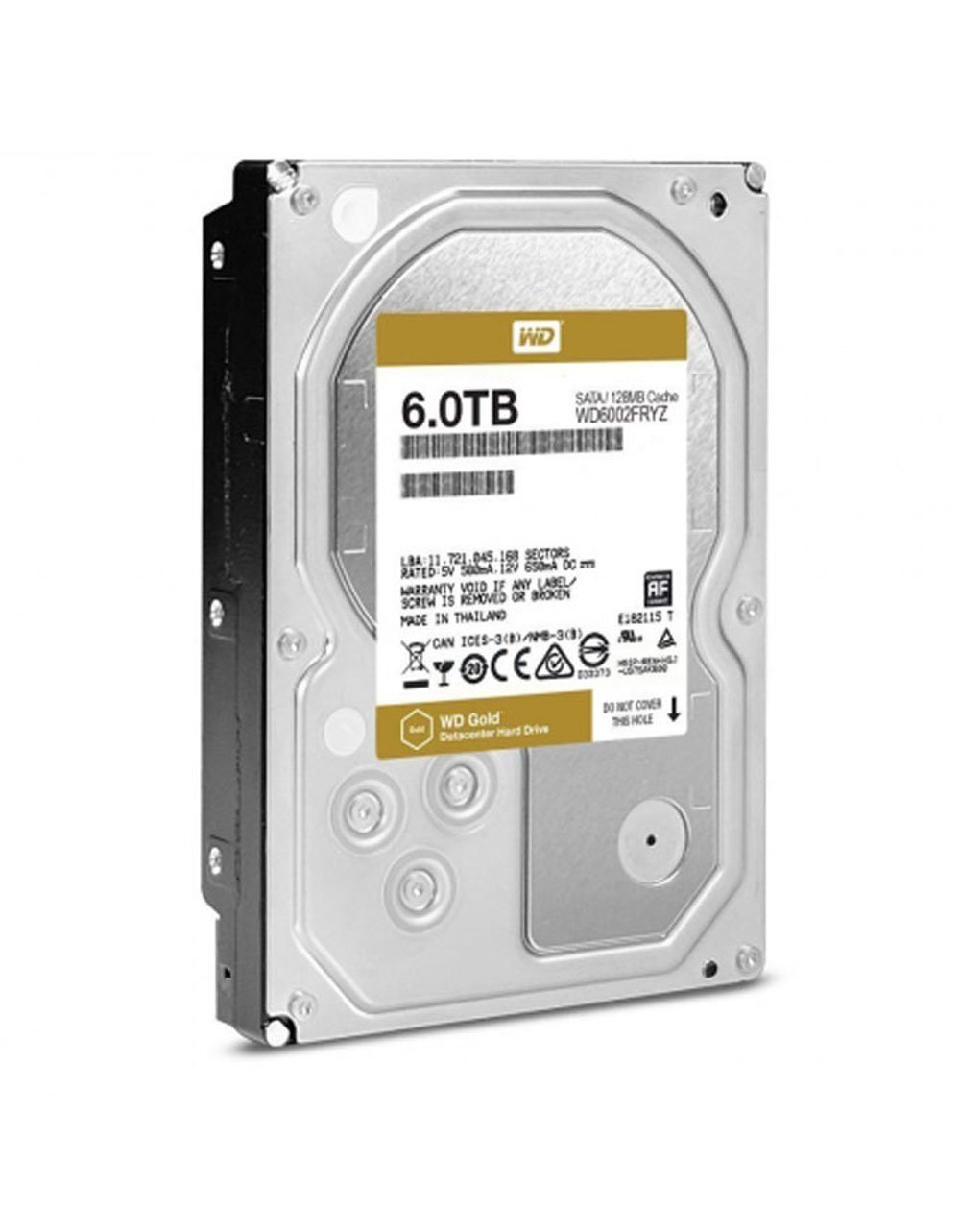 WESTERN DIGITAL GOLD 6TB ENTERPRISE CLASS HARD DISK DRIVE - 7200 RPM CLASS SATA 6 Gb/s 128MB CACHE 3.5 INCH - WD6002FRYZ