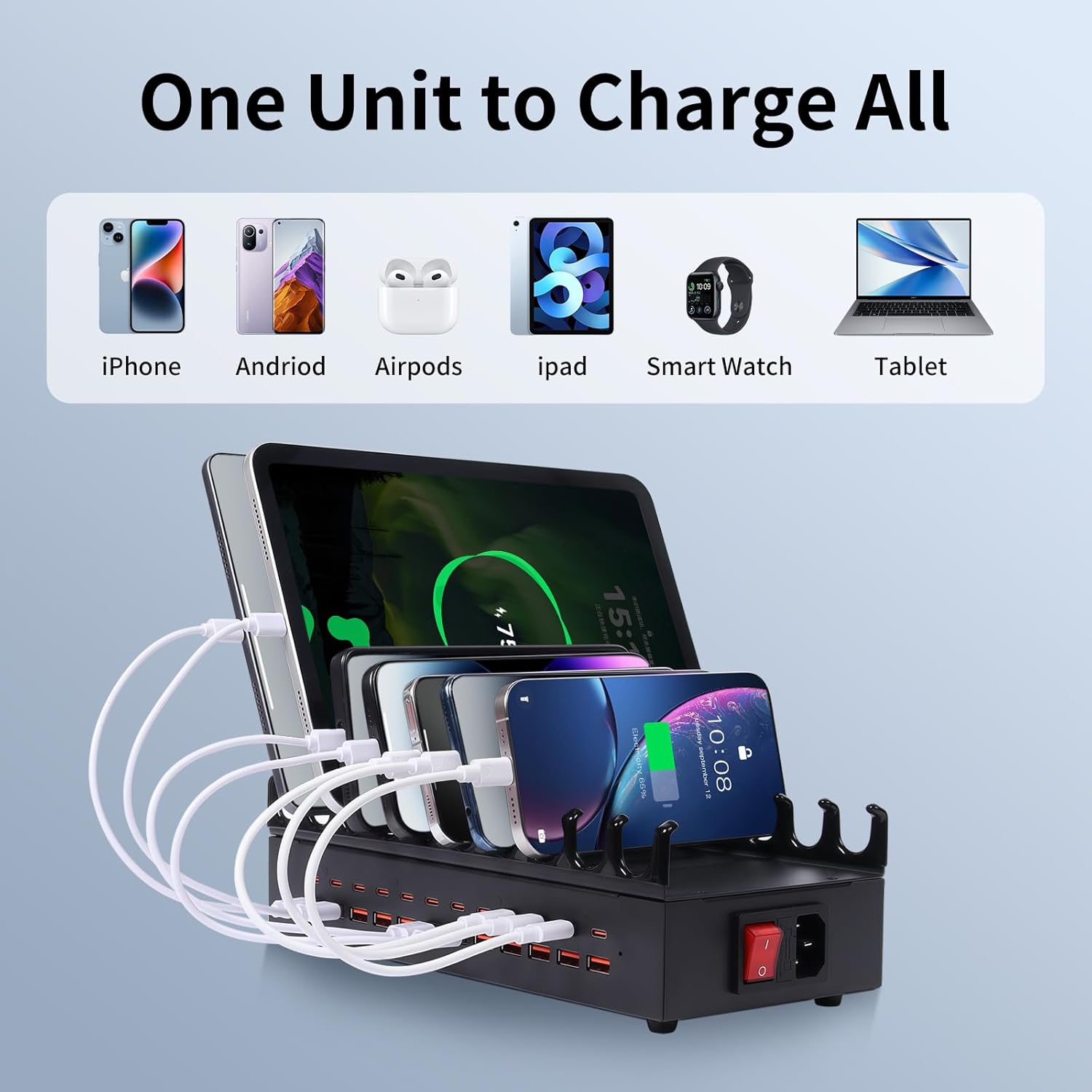ESTACION DE CARGA | 300W | 24 PUERTOS | PARA TABLETAS TELEFONOS | ZETX300U