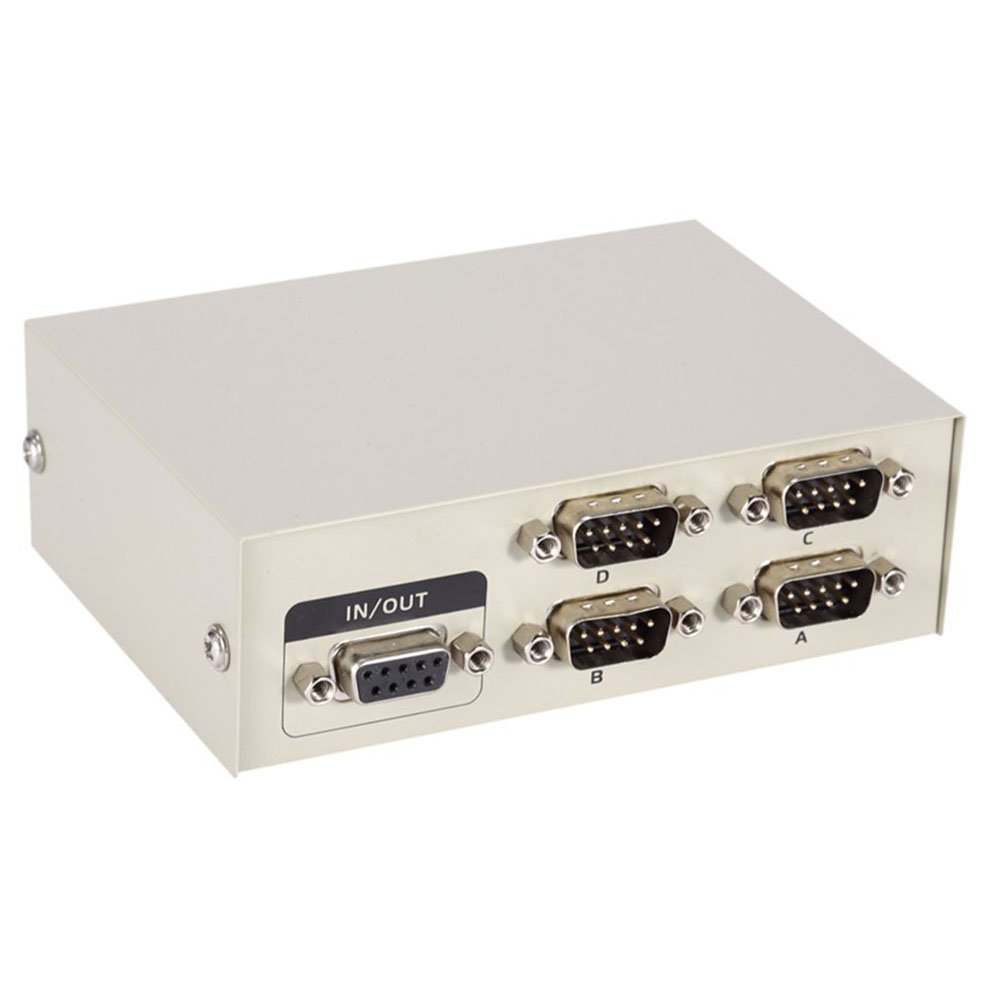 S-Tune PC Printer DB9 Pin Serial RS232 Switch Box, Metal Housing 4 Ports Manual RS-232 Data Switcher for PC Sharing to Serial Device.