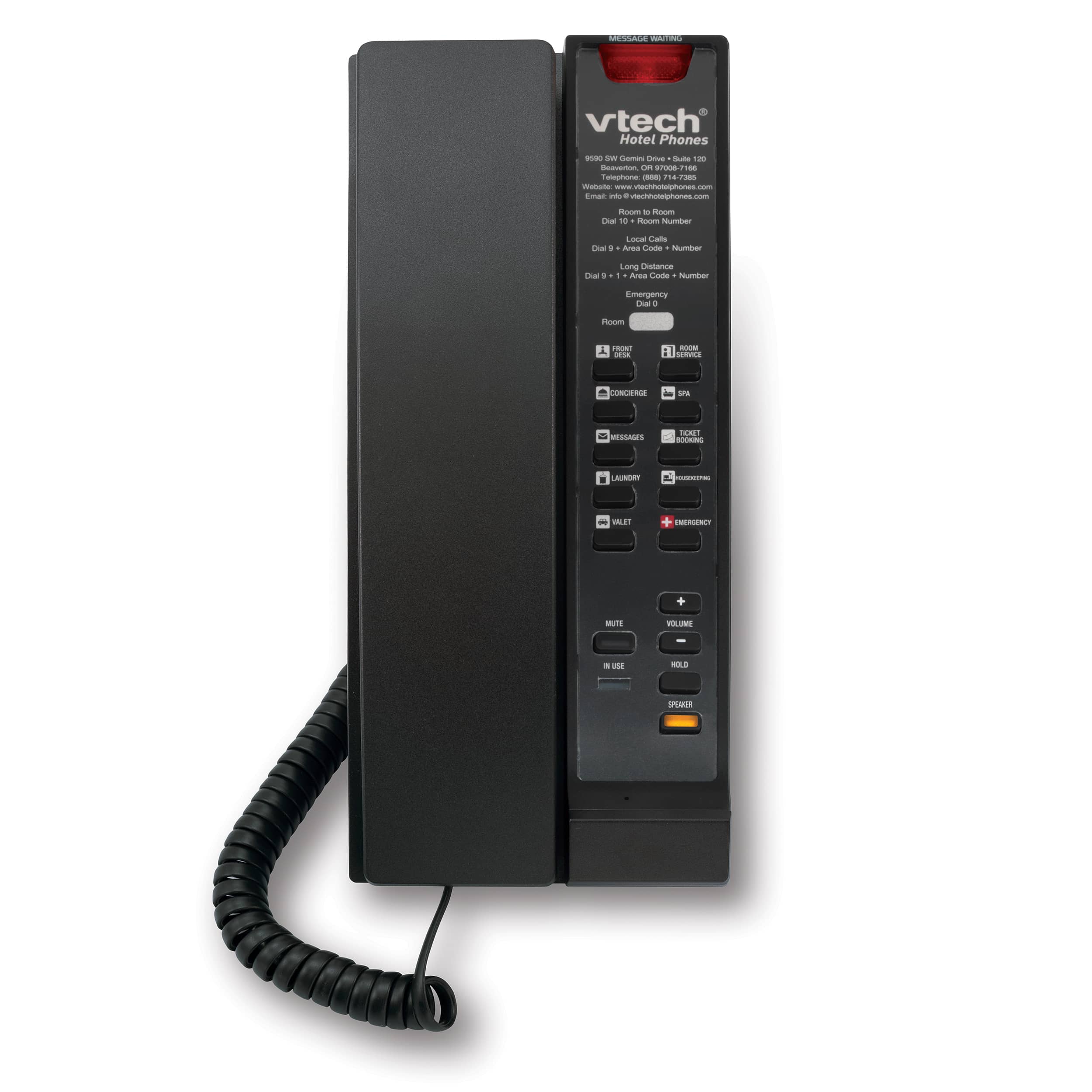 VTech A2211 Teléfono pequeño analógico contemporáneo de línea única, negro matte