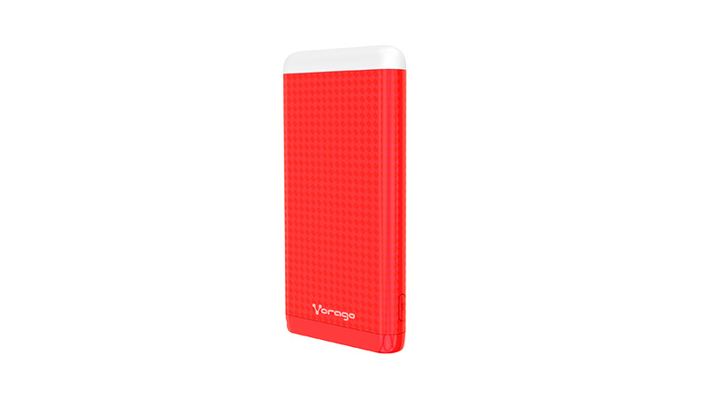 POWER BANK VORAGO PB-400 10000 mAh ROJO 2 ENTRADAS USB