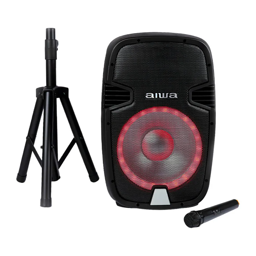 Bafle 15 Pulgadas Aiwa 1000W con Micrófono y Tripié AWSP15TW