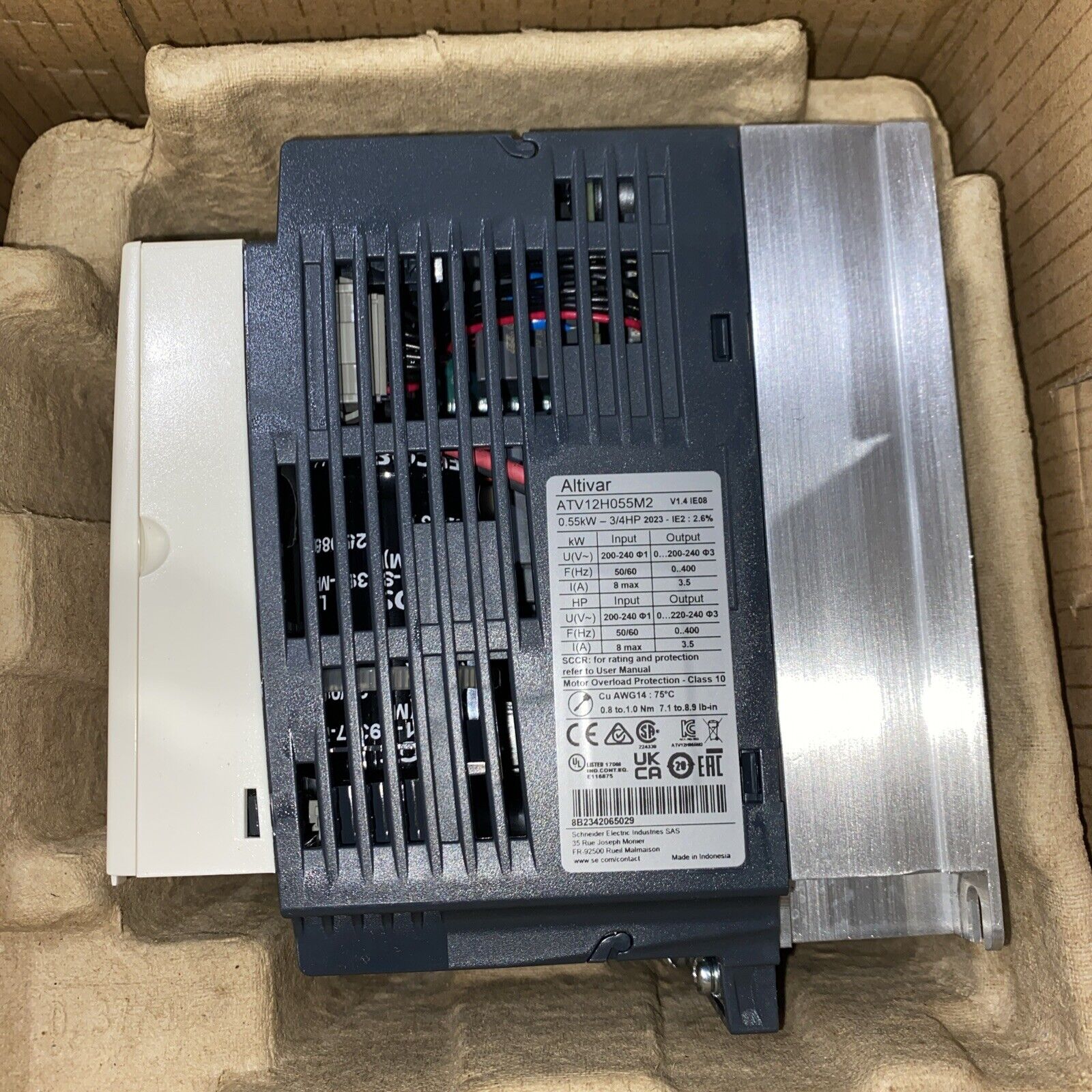 SCHNEIDER ATV12H055M2 ALTIVAR 12 VFD, 200-240 V CA, MONOFÁSICA, 0,55 KW, 3/4 HP