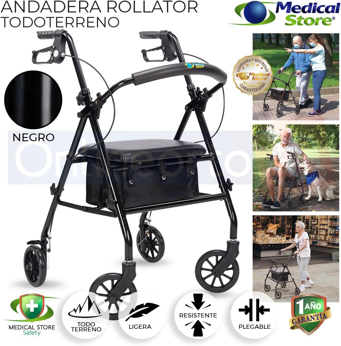 ANDADERA CON RUEDA DE 6 PULGADAS CON FRENOS SOPORTA 135KG PESO 8.3 KG