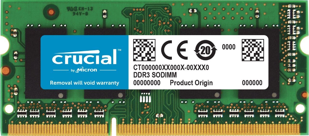 CRUCIAL 8GB (4GBX2) DDR3L 1600 MT/S PC3L-12800) SODIMM 204-PIN MEMORY