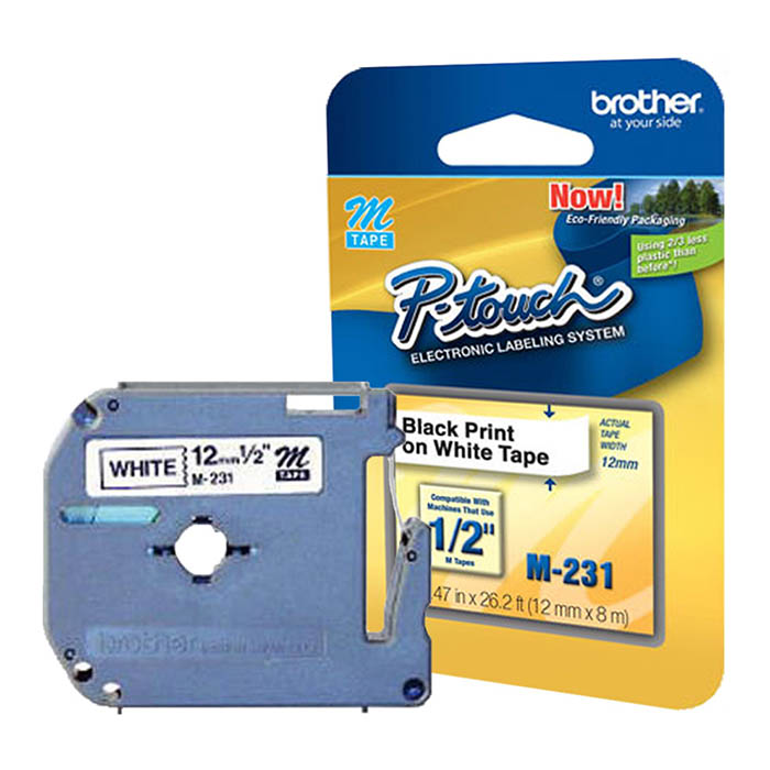 CINTA BROTHER M231  NEGRO/BLANCO 12MM X 8M PT85 100/110