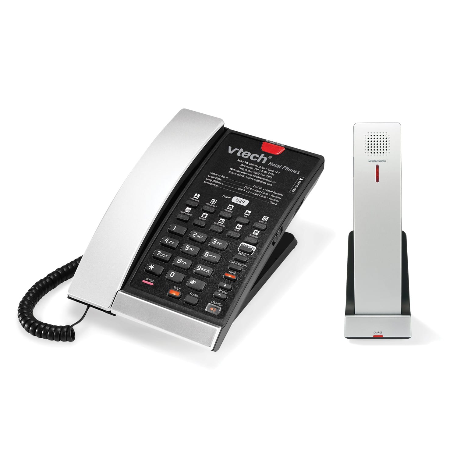 CTM-A2510-USB Contemporary Analog Master Corded Cordless Phone with Accessory Handset