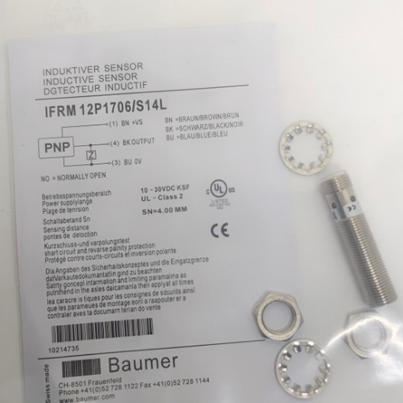 INTERRUPTOR DE PROXIMIDAD ENCHUFABLE BAUMER IFRM 12P1706/S14L SENSOR