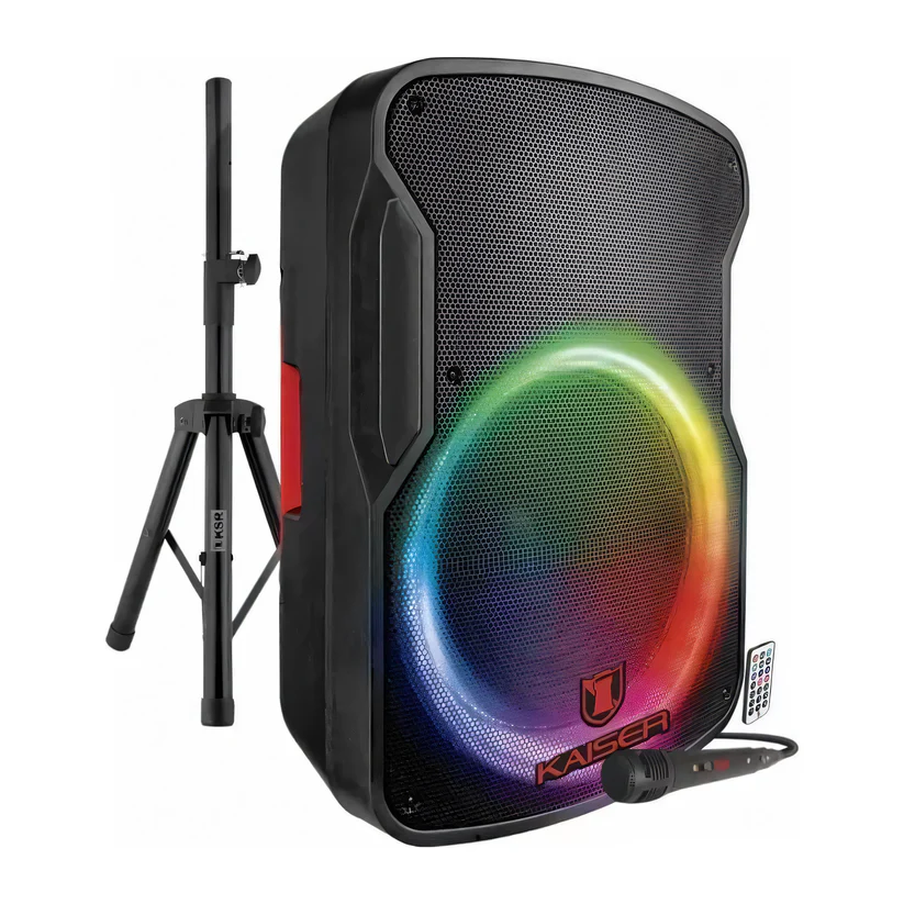 BAFLE PROFESIONAL 15 PULGADAS CON TRIPIE Y MICROFONO 25000 W PMPO 50 W RMS