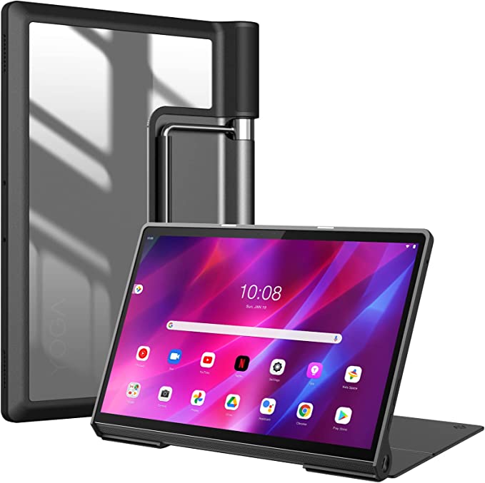 Fintie Funda híbrida para Lenovo Yoga Tab 13 2021, a prueba de golpes, con carcasa trasera transparente transparente para Lenovo Yoga Tab 13 (YT-K606F) Tablet de 13 pulgadas, color negro